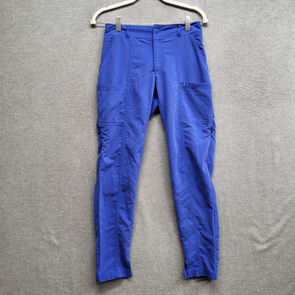 Jaanuu Women Scrub Bottom XS Blue Cargo Pants Pockets High Rise Spandex J95096